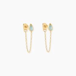 Histoire d'Or Boucles D'Oreilles Pendantes Ondée Or Jaune Amazonite