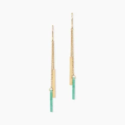 Histoire d'Or Boucles D'oreilles Pendantes Halcyone Or Jaune Aventurine