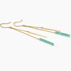 Histoire d'Or Boucles D'oreilles Pendantes Halcyone Or Jaune Aventurine