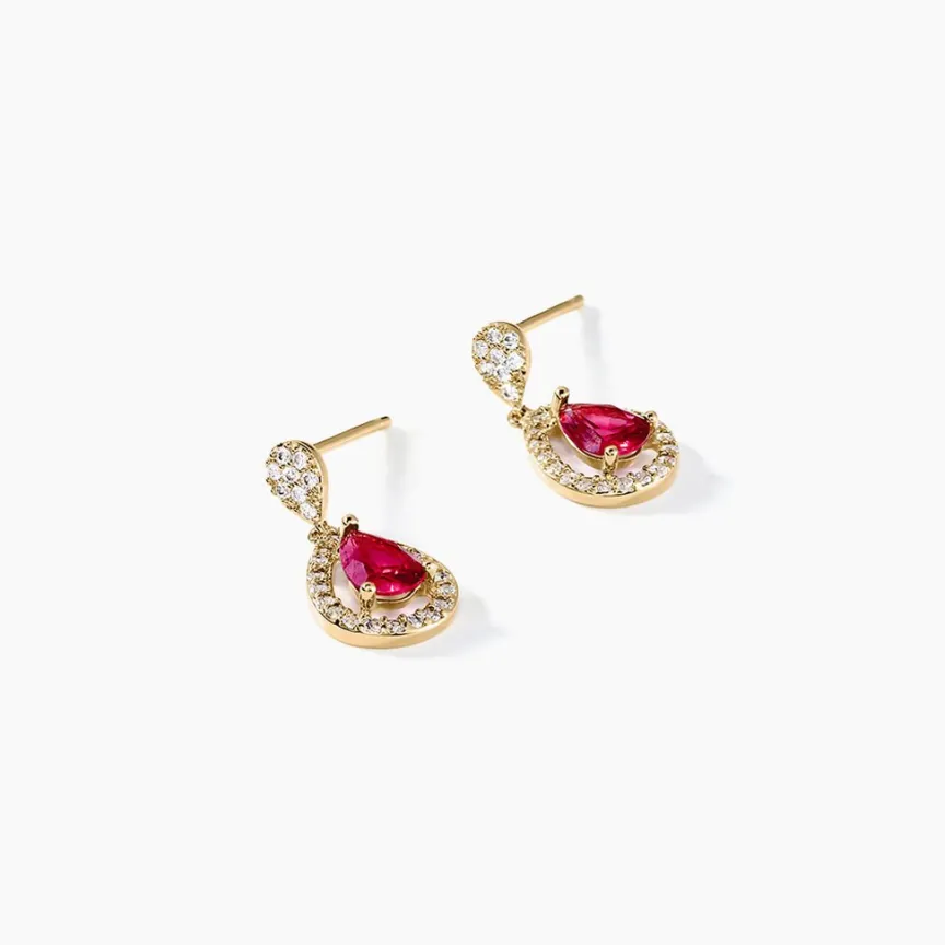 Boucles D'oreilles Pendantes Brigita Plaqué Or Pierre Et Oxyde-Histoire d'Or