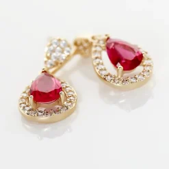 Boucles D'oreilles Pendantes Brigita Plaqué Or Pierre Et Oxyde-Histoire d'Or