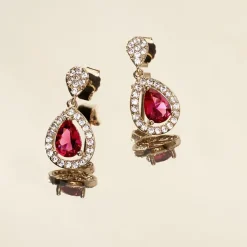 Boucles D'oreilles Pendantes Brigita Plaqué Or Pierre Et Oxyde-Histoire d'Or