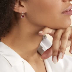 Boucles D'oreilles Pendantes Brigita Plaqué Or Pierre Et Oxyde-Histoire d'Or