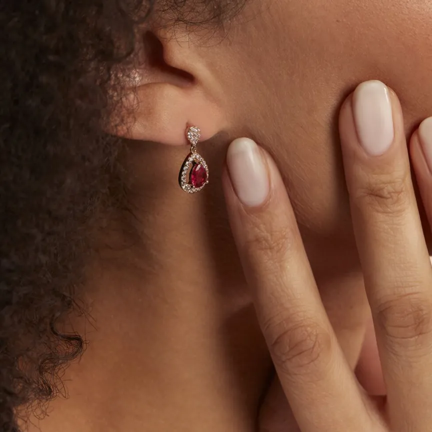 Boucles D'oreilles Pendantes Brigita Plaqué Or Pierre Et Oxyde-Histoire d'Or