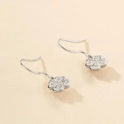 Boucles D'oreilles Pendantes Fortunata Argent Blanc Oxyde De Zirconium-Histoire d'Or Hot