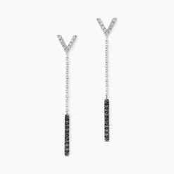 Histoire d'Or Boucles D'oreilles Pendantes Rachel Or Blanc Diamant