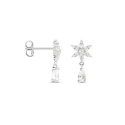 Boucles D'oreilles Pendantes Linas Argent Blanc Oxyde De Zirconium-Histoire d'Or New