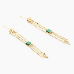 Histoire d'Or Boucles D'oreilles Pendantes Mirage Or Jaune Malachite
