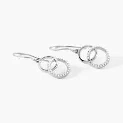Boucles D'oreilles Pendantes Isabel Argent Blanc Oxyde De Zirconium-Histoire d'Or Sale