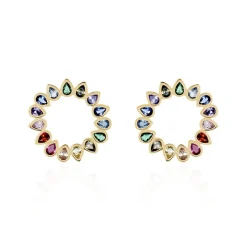 Histoire d'Or Boucles D'oreilles Pendantes Plaqué Or Jaune Ethem Pierres