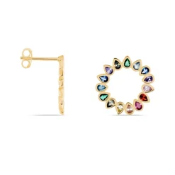 Histoire d'Or Boucles D'oreilles Pendantes Plaqué Or Jaune Ethem Pierres