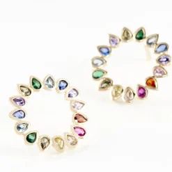 Histoire d'Or Boucles D'oreilles Pendantes Plaqué Or Jaune Ethem Pierres