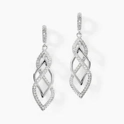 Boucles D'oreilles Pendantes Malika Argent Blanc Oxyde De Zirconium-Histoire d'Or New