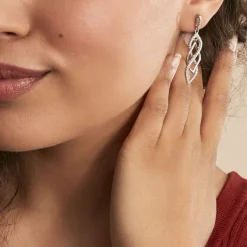 Boucles D'oreilles Pendantes Malika Argent Blanc Oxyde De Zirconium-Histoire d'Or New