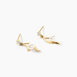 Boucles D'oreilles Pendantes Orientale Or Jaune Perle De Culture-Histoire d'Or Discount