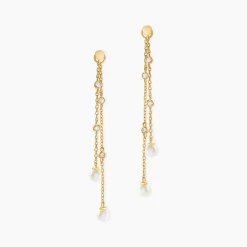 Boucles D'Oreilles Pendantes Jacaline Or Jaune Perle De Culture Oxyde De Zirconium-Histoire d'Or Discount