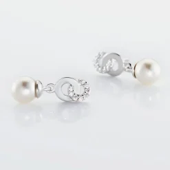 Histoire d'Or Boucles D'oreilles Pendantes Anilie Argent Blanc Perle D'imitation