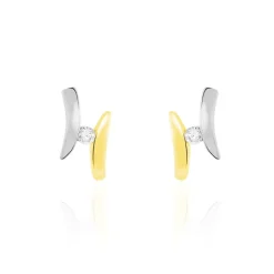 Histoire d'Or Boucles D'oreilles Pendantes Ascagne Or Bicolore Oxyde De Zirconium