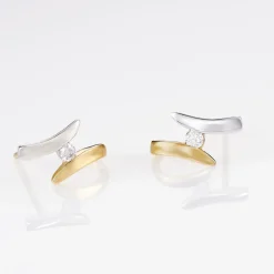 Histoire d'Or Boucles D'oreilles Pendantes Ascagne Or Bicolore Oxyde De Zirconium