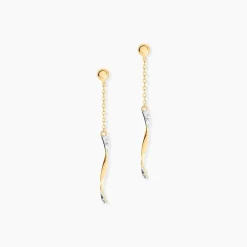 Histoire d'Or Boucles D'Oreilles Pendantes Marcelino Or Bicolore