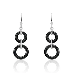 Boucles D'oreilles Pendantes Narcissa Argent Blanc Céramique Et Oxyde-Histoire d'Or