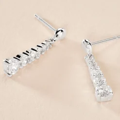 Histoire d'Or Boucles D'oreilles Pendantes Dervla Argent Rhodié Oxyde De Zirconium