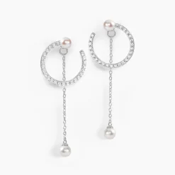 Histoire d'Or Boucles D'oreilles Pendantes Lua Argent Blanc Oxyde Perle
