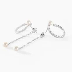 Histoire d'Or Boucles D'oreilles Pendantes Lua Argent Blanc Oxyde Perle