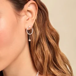 Histoire d'Or Boucles D'oreilles Pendantes Lua Argent Blanc Oxyde Perle