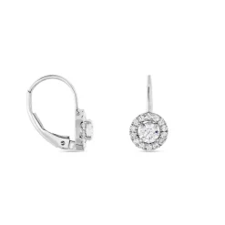 Boucles D'oreilles Pendantes Mentoura Or Blanc Diamant Synthétique-Histoire d'Or Outlet