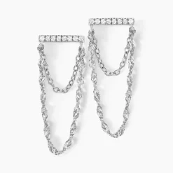 Histoire d'Or Boucles D'oreilles Pendantes Mircea Argent Blanc Oxyde De Zirconium