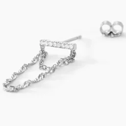 Histoire d'Or Boucles D'oreilles Pendantes Mircea Argent Blanc Oxyde De Zirconium
