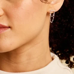 Histoire d'Or Boucles D'oreilles Pendantes Mircea Argent Blanc Oxyde De Zirconium