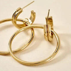 Histoire d'Or Boucles D'oreilles Pendantes Juhani Acier Jaune