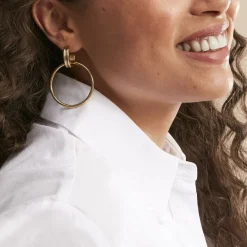 Histoire d'Or Boucles D'oreilles Pendantes Juhani Acier Jaune