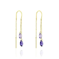 Histoire d'Or Boucles D'oreilles Pendantes Terence Or Jaune Amethyste