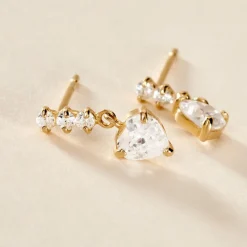 Histoire d'Or Boucles D'oreilles Pendantes Luminita Or Jaune Oxyde De Zirconium