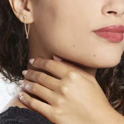 Histoire d'Or Boucles D'oreilles Pendantes Plaqué Or Lienard Oxydes De Zirconium