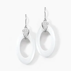 Boucles D'oreilles Pendantes Peer Argent Blanc Oxyde De Zirconium-Histoire d'Or Discount