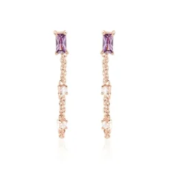 Boucles D'oreilles Pendantes Purple Mood Argent Rose Oxydes-Histoire d'Or