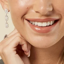 Boucles D'oreilles Pendantes Daisy Argent Blanc Oxyde De Zirconium-Histoire d'Or Discount