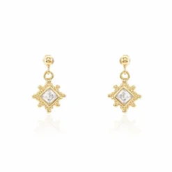 Histoire d'Or Boucles D'oreilles Pendantes Bobbie Plaqué Or Jaune Oxyde De Zirconium