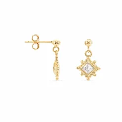 Histoire d'Or Boucles D'oreilles Pendantes Bobbie Plaqué Or Jaune Oxyde De Zirconium