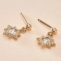 Histoire d'Or Boucles D'oreilles Pendantes Bobbie Plaqué Or Jaune Oxyde De Zirconium