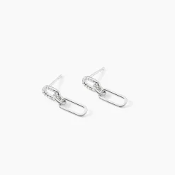 Boucles D'oreilles Pendantes Trait D'union Argent Blanc Oxyde-Histoire d'Or Clearance