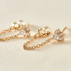 Histoire d'Or Boucles D'oreilles Pendantes Lanna Plaqué Or Jaune Oxyde De Zirconium