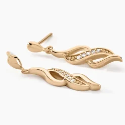 Boucles D'oreilles Pendantes Ishaae Plaqué Or Jaune Oxyde De Zirconium-Histoire d'Or Clearance