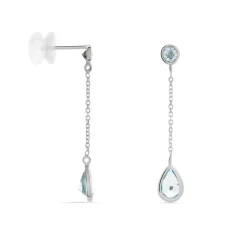 Boucles D'oreilles Pendantes Brenda Or Blanc Topaze-Histoire d'Or Sale