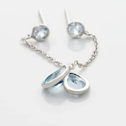 Boucles D'oreilles Pendantes Brenda Or Blanc Topaze-Histoire d'Or Sale