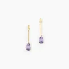 Boucles D'oreilles Pendantes Goutte Or Jaune Amethyste-Histoire d'Or